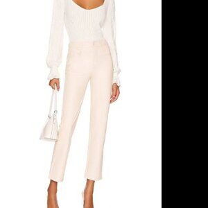 PAIGE Stella Faux Leather Straight Pants Ecru Size 23 NWT Luxury